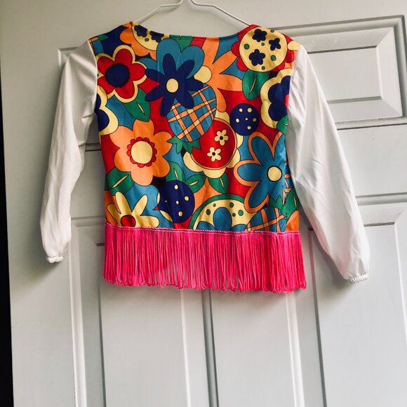 Rubies 60s 70s Hippie Groovy Halloween Costume Top Scarf Fringe Women Small USA - Picture 5 of 7